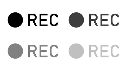 Rec icons set isolated on white background. Audio or video recording concept. Vector illustration
