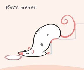 tired white mouse on the stairs