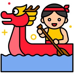 Dragon boat Paddling icon Dragon Boat festival related vector