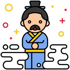 Chinese poet and politician icon Dragon Boat festival related vector