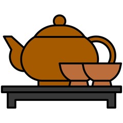 Teapot with Cup icon, Dragon Boat festival related vector
