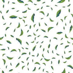 Seamless pattern from leaves of natural branches, green leaves, herbs, tropical plants. Good for clothing and textiles.