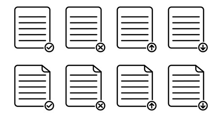 Set of basic report paper or document icon on white background