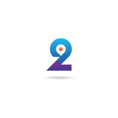 number 2 with location logo design icon inspiration