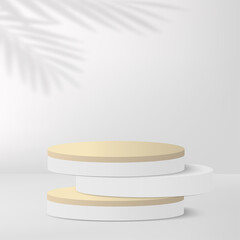Abstract background with white color geometric 3d podiums. Vector illustration