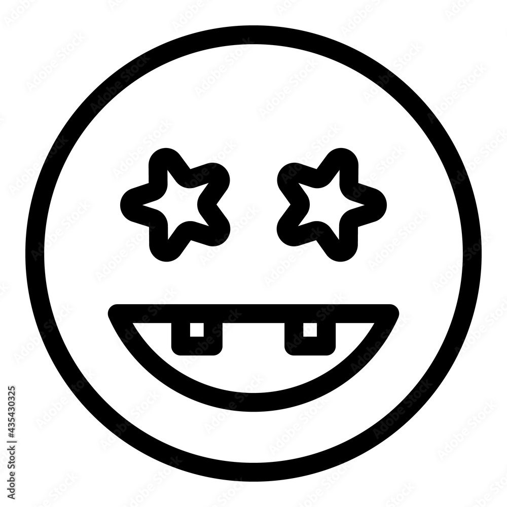 Sticker excited face icon. outline excited face vector icon for web design isolated on white background - Stickers