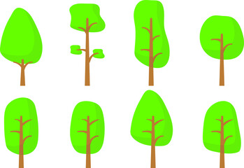 Deciduous tree. Drawing of green trees.