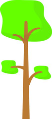 Deciduous tree. Drawing of green trees.