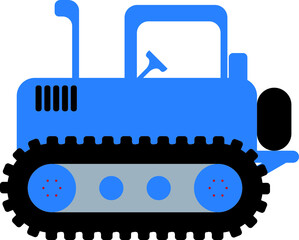 Drawing of construction equipment. Heavy tracked tractor.