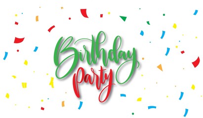 Happy Birthday typography vector design for greeting cards and poster with balloon, confetti and gift box, design template for birthday celebration.
