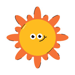 Sun vector cartoon character isolated on a white background.