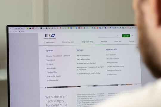 New York, USA - 1 May 2021: IKB Deutsche Industriebank company website on screen, Illustrative Editorial.