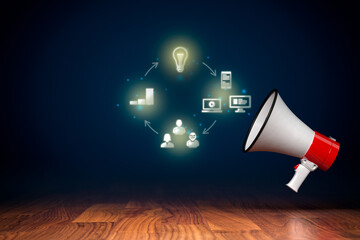 Content marketing concept with megaphone