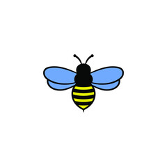 Bee icon, Honey Bee in flat style on white background.