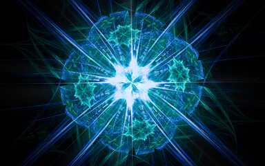Naklejka na ściany i meble digital illustration abstract image generated from fractal fantastic flower with petals