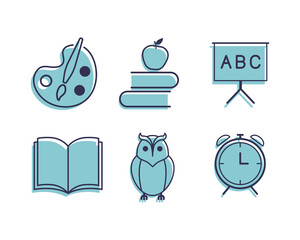 Set of flat design icons for Education and School. Simple vector illustration.