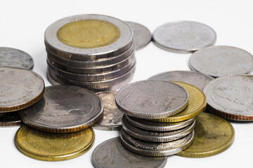 The close up of the coin currency  Thai Baht. Taken by macro lens.