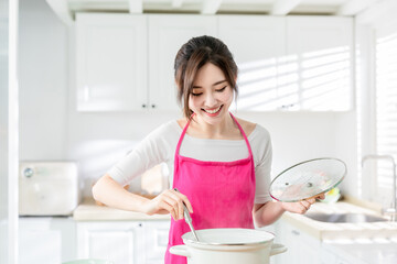 Asian housewife cook healthy meal