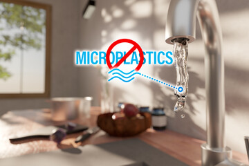 Microplastics free drinking water concept..
