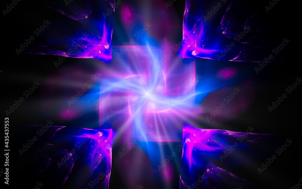 Fototapete abstract illustration computer render background image fantastic star with rays for web design and g