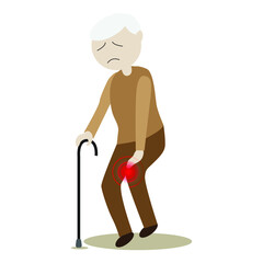 elderly  with knee painful inflamed knee joint suffering from osteoarthritis vector illustration.