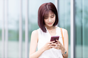 businesswoman use smart phone