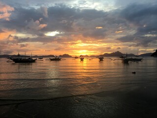 Fototapeta na wymiar Sunset on Palawan in the Philippines