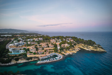 Aerial photo of El Mago beach in Portals Vells, Mallorca (Balearic Islands, Spain)