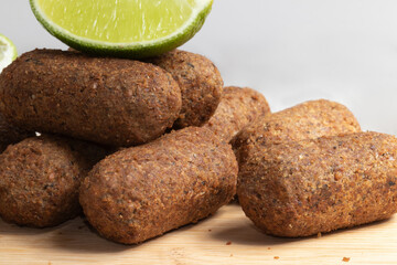 Kibbeh, traditional arabic snack. Also typical party dish in Brazil known as Kibe.