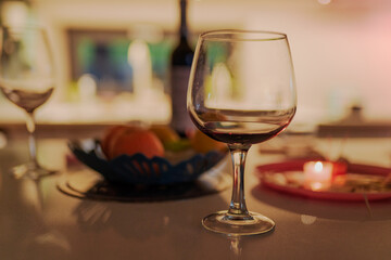 glass of wine on the table