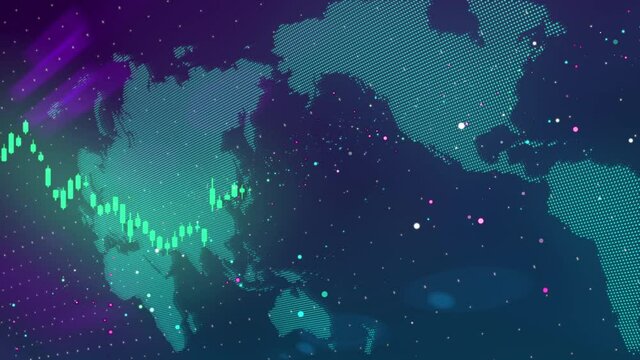 global economy world map stock market animation