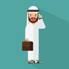 Arabic Business man talking on a cellphone in a office workplace