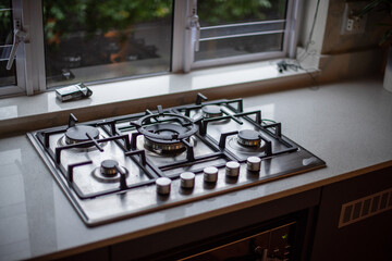Close up shot of gas burner inside home