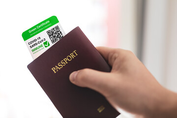 Passport with a current covid-19 vaccination pass