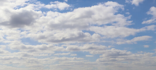 Naklejka na ściany i meble Beautiful blue sky with white clouds, banner design