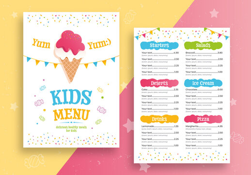 Kids Food Menu Layout