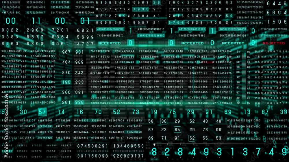 Aufkleber Binary Decimal Algorithm Data Number Security Selection System. HUD Futuristic Random Display Status Identification