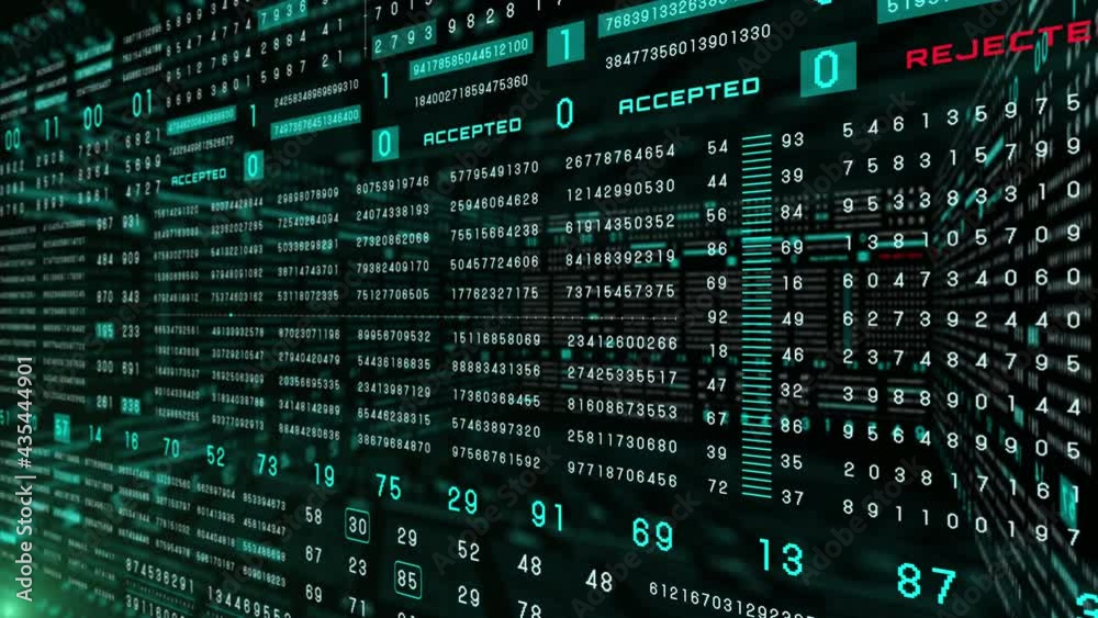 Poster Digital Data Binary Number Perspective Depth of Field Display Template. HUD Cyberspace Security Communication System