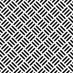 Black striped squares and rhombuses isolated on white background. Monochrome geometric tiled seamless pattern. Vector simple flat graphic illustration. Texture.