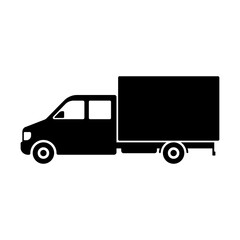 Utility van icon. Black silhouette. Side view. Vector simple flat graphic illustration. The isolated object on a white background. Isolate.