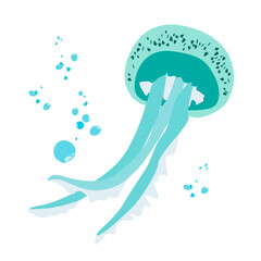 Abstract jellyfsh vector drawn minimalist clip art