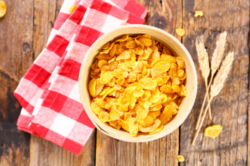 bowl of cornflakes- top view