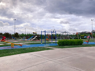 Fototapeta na wymiar outdoor playground view in cloudy day
