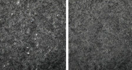 Black cloth before and after using of fabric shaver, collage. Banner design