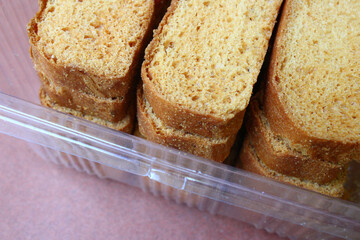 Rusk toasts in plastic box
