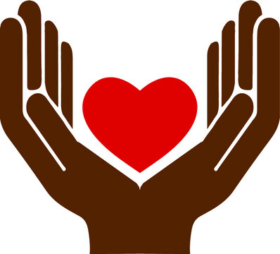 Black lives matter. Dark skinned male or female holding heart shape in palm. Justice for black people. Hands of African American man or woman. End racism, equality poster. Concept vector illustration