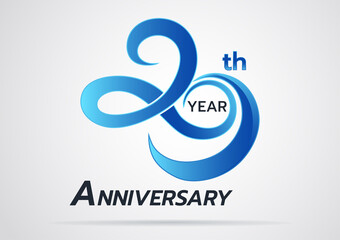 Fototapeta premium 20 Years Anniversary celebration logotype style colored with shiny blue,Anniversary Template logo