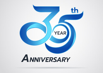 35 Years Anniversary celebration logotype style colored with shiny blue,Anniversary Template logo