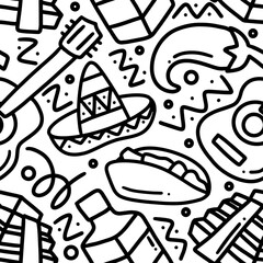 line art picture of mexican holiday hand drawing