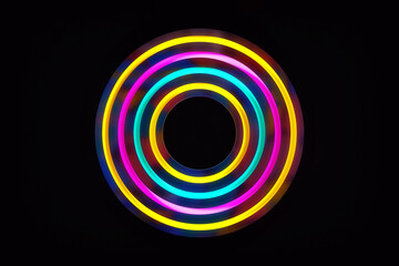 Luminous effect letter O with triad of vibrant colors. Ideal for composing decorative texts for brochures, posters and graphic arts. High definition 3D rendering.